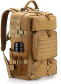 Tactical Backpack for Men, 35L Travel Military Backpack with Shoe Compartment, 1000D Water Resistant Molle Rucksack for Outdoor Hiking Travel Camping, Khaki Color