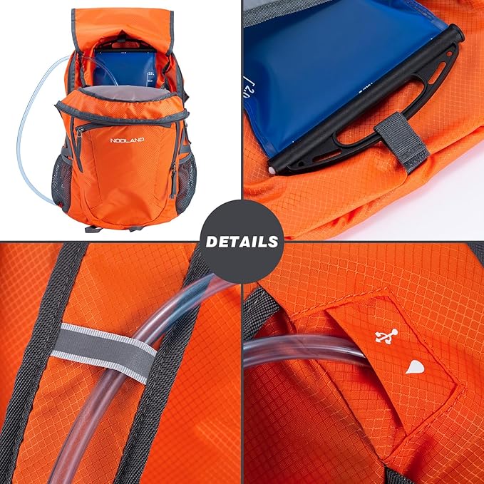 NODLAND Light Weight Packable Backpack for Travel Hiking 45L Foldable Water-Resistant Daypack Hydration Rucksack