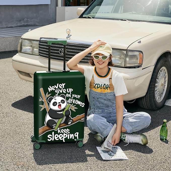 ANNA QUEEN Cute Sleeping Panda Luggage Cover-Stretchable, Water Resistant & Durable Suitcase Protector,Universal Washable Fit for 28-30 Inch Checked Baggage