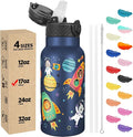 Han's Bottle Kids Water Bottle with Straw Lid - Insulated Stainless Steel Reusable Tumbler for Girls,Boys,Thermo Mug,17oz,Cosmic Animals