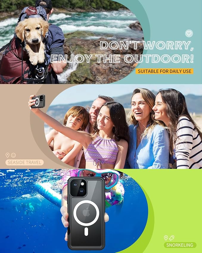 Lanhiem for iPhone 13 Magnetic Case, Waterproof Dustproof Shockproof Case with Built-in Screen Protector Compatible with Magsafe, Full Body Protective Cover for iPhone 13 6.1 inch -Black