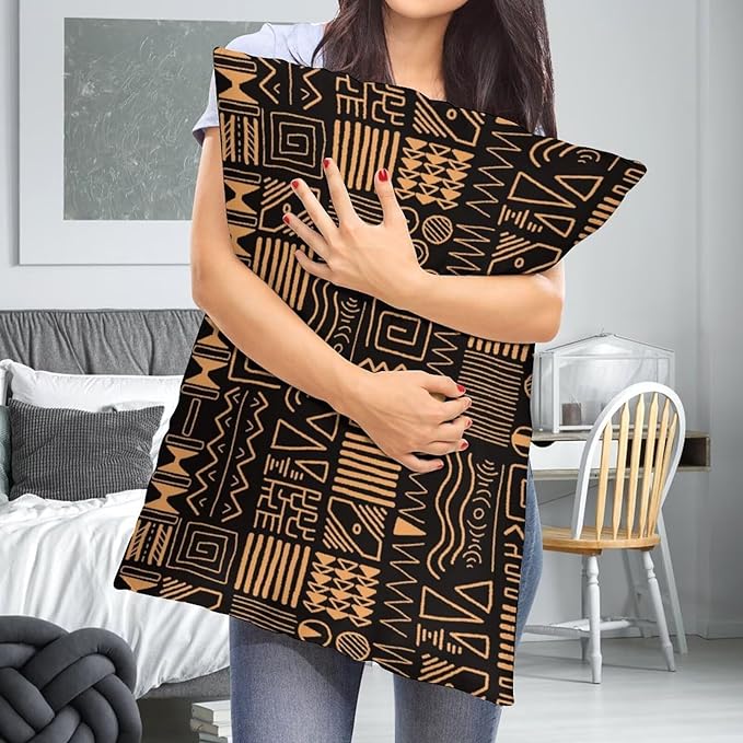 African Ethnic Pattern Throw Pillow Covers Set of 2 Queen Size Abstract Tribal Art Pillow Cushion Cases Standard Pillow Cases Decorative Pillowcase 20X30 Inch for Sofa Bed