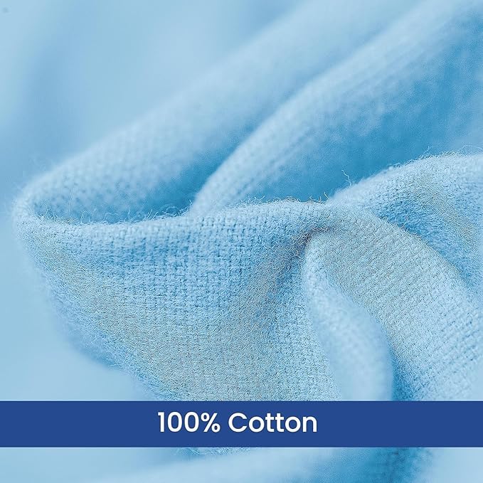 Linteum Textile 100% Cotton Hospital Patient Bath Blanket, Bed Bath Sheet, Twin Blanket Lightweight Sheet Blankets 70x90 in, 1.75 lb. Blue - 2 Pack