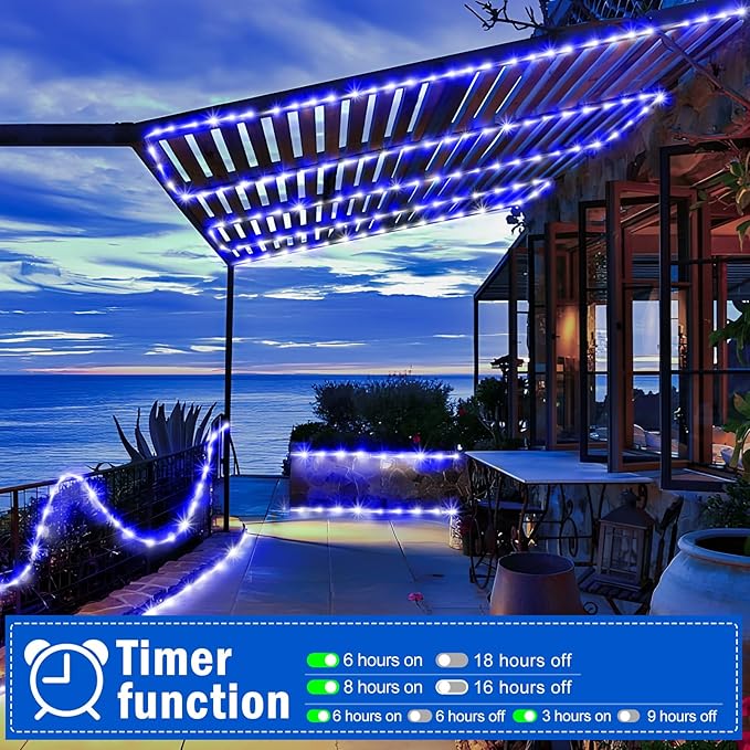 KNONEW 164FT 1000LED Rope Lights for Outside,Outdoor String Lights Waterproof 8 Modes Clear Tube Light for Indoor,Bedroom,Wedding,Garden,Patio,Christmas,Tree,Rv,Holiday Decoration(Blue)