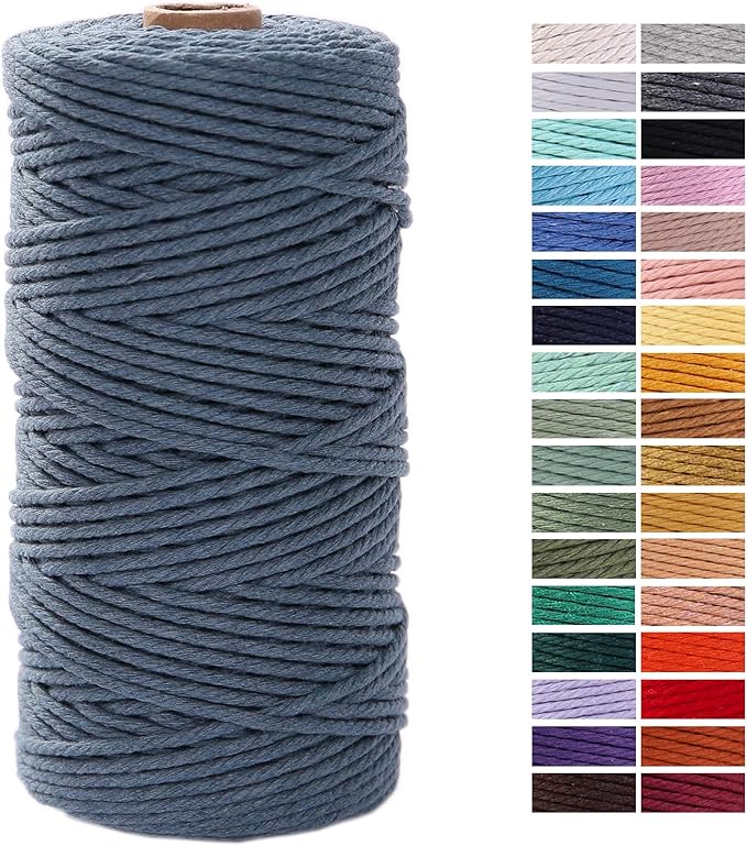 Teal Macrame Cord 3mm x 109Yards,Colored Cotton Rope Craft Cord Colorful Cotton Cord Twine for Wall Hanging Plant Hangers Crafts Knitting Decorative Projects