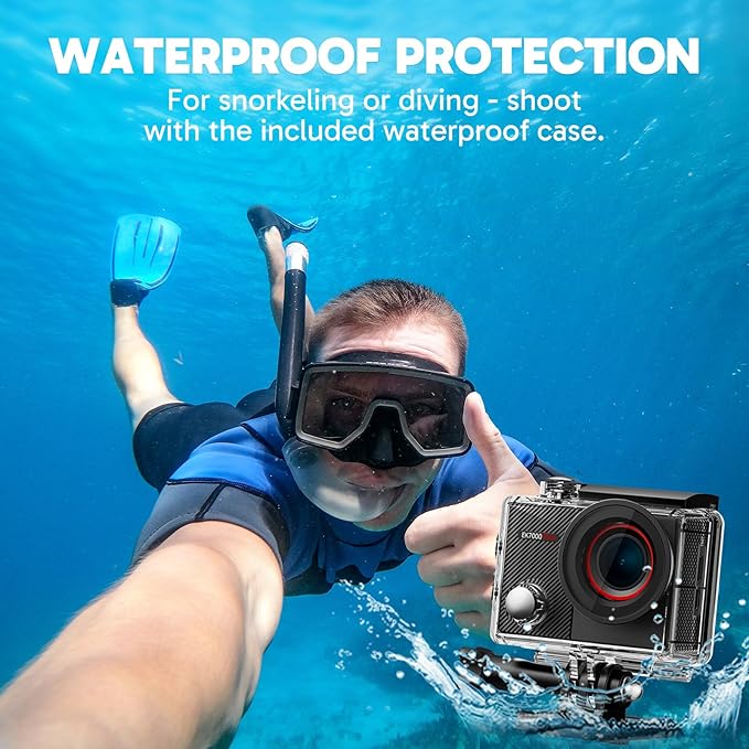 AKASO EK7000 Pro 4K30fps Action Camera with Touch Screen EIS 131ft Waterproof Underwater Camera Remote Control 5X Zoom with Helmet Accessories Kit (Standalone)