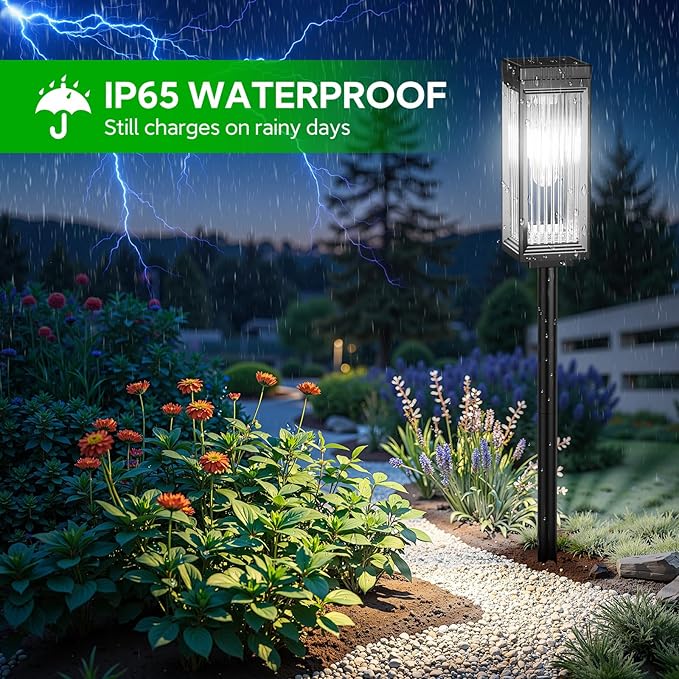 ELECLINK Solar Pathway Lights Outdoor, 4 Pack Upgraded Solar Lights Outdoor Waterproof, Bright Up to 15 Hrs Auto On/Off Garden Light for Yard Patio Lawn Path Walkway Driveway Outside Decor(Cool White)