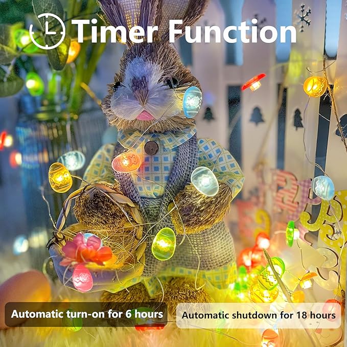Easter Decorations Easter Egg Lights, Pastel Fairy Lights Battery Operated with Remote & 8 Modes & Timer, Waterproof Twinkle String Light Indoor Outdoor for Spring Themed Party Home Decor (Multicolor)