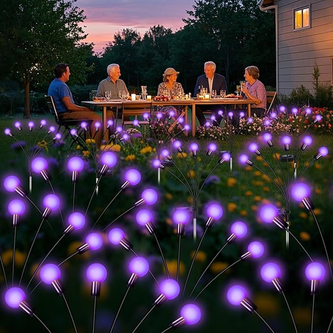 NBQQ Solar Garden Lights Outdoor, Waterproof Solar Powered Lights for Yard Pathway Patio, Swaying Lawn Decor as Gardening Gifts for Women Holiday (Purple, 4 Pack)