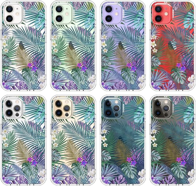 MOSNOVO Case for iPhone 12 & iPhone 12 Pro, [Buffertech 6.6ft Military-Grade Drop Protection] [Anti Peel Off Tech] Clear TPU Bumper Phone Case Cover Design - Tropical Rainforests