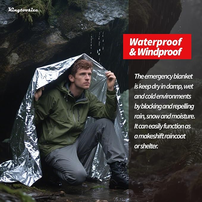 Emergency Thermal Blanket, 4-Pack, Mylar Space Blanket Survival Kit