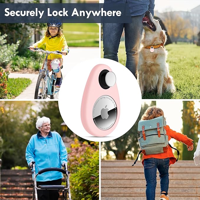 for Airtag Holder for Kids Baby Toddler Hidden 2 Pack GPS Tracker Case, Anti-Removal Airtag Silicone Case with Safety Pins, Suitable for Children, Elderly, Pets, Backpack, Luggage (Blue+Pink)