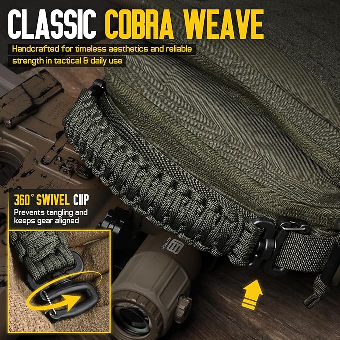 Tactical Paracord Handle，9-core Weaving Paracord Strap for Bag Strap Replacement，Molle Attachment with Metal/Plastic Clips for Backpack Sling Bags Water Bottle Holder
