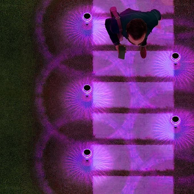 Priddop Solar Lights Outdoor Pathway Waterproof 8 Pack Purple LED Acrylic Mushroom Decorative Garden Lights for Yard Landscape Patio Outside Decorations