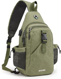 G4Free Canvas Sling Bag Crossbody Backpack with USB Charging Port & RFID Blocking, Hiking Daypack Chest Bag for Women Men