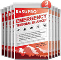 9 Pack Emergency Blankets, Outdoor Survival Emergency Insulated Gear, Mylar Thermal Space Insulated Blanket, Perfect for Camping, Hiking, Running, Marathon, Wilderness Rescue or First Aid