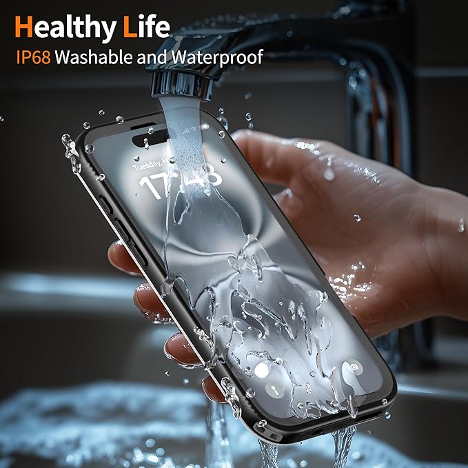 Cozycase for iPhone 16 Waterproof Shockproof Dustproof Case [Compatible with MagSafe] - Heavy Duty/360 Full Body/Military Grade/Rugged Built in Screen/Camera Protector Black/Frosted Clear 6.1 inch