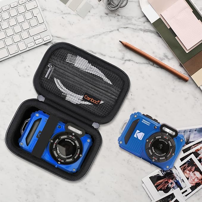 Canboc Carrying Case for Kodak PIXPRO WPZ2 Rugged Waterproof Digital Camera, Mesh Pocket fits USB Cable, Black (Case Only)