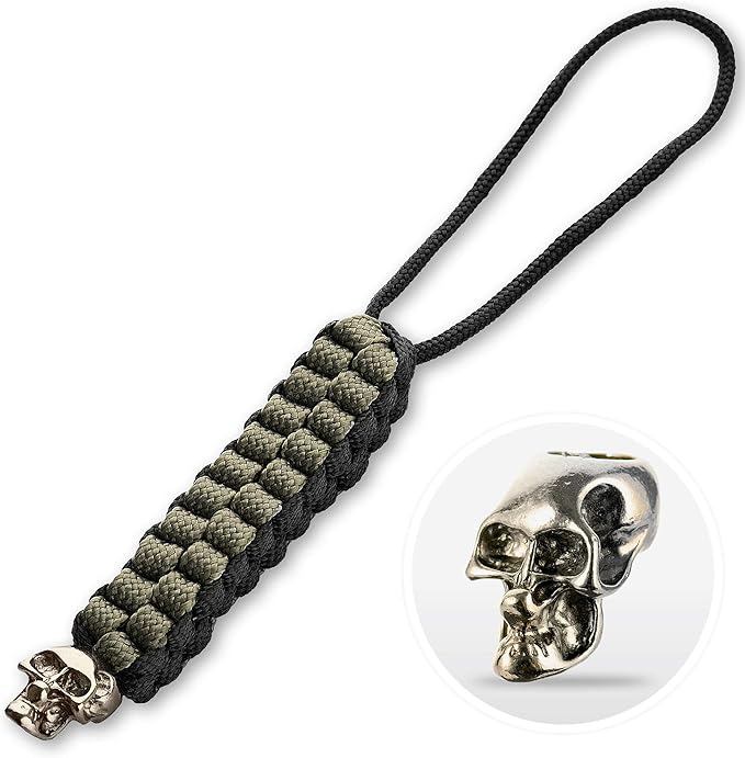 M-Tac Skull Knife Lanyard with Bead – Paracord Lanyard for Knives & EDC – Tactical Knife Fob Pull Cord – Durable Paracord