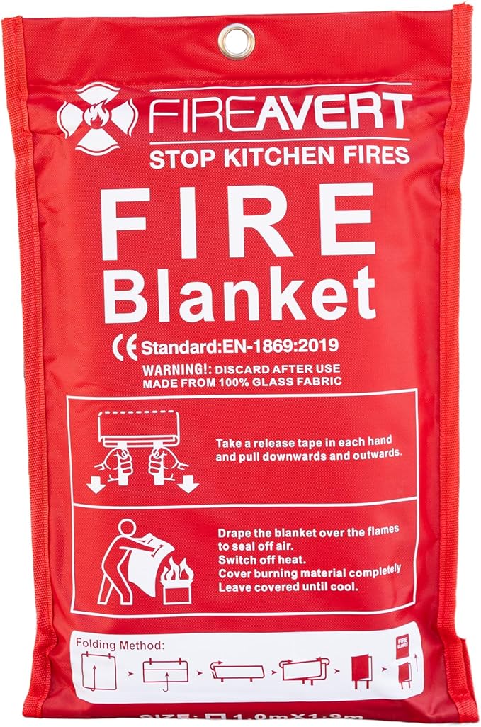 FireAvert Emergency Fire Blanket for Home and Kitchen – Fire Safety Blanket for Kitchen, Camping, Vehicles & More - 1 Pack