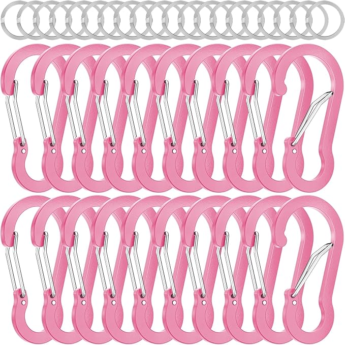 sprookber 2" Small Carabiner Clip, D Ring Caribeener, Spring Snap Hook for Keychain Multipurpose, Set of 20
