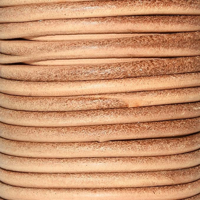 Mandala Crafts Round Cowhide Genuine Rust Leather Cord for Jewelry Making Kumihimo Leather Rope Spool - Rust 11 Yds 4mm Cording