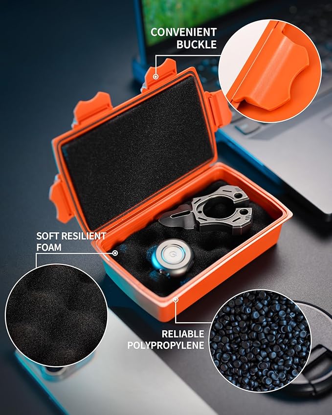 MecArmy B10 Edc Storage Box, Compact Waterproof Hard Case With Removed Foam, Small Dry Container For Outdoor Gear Tools Electronics, Durable Portable Utility Hardshell Case For Home Travel -Orange