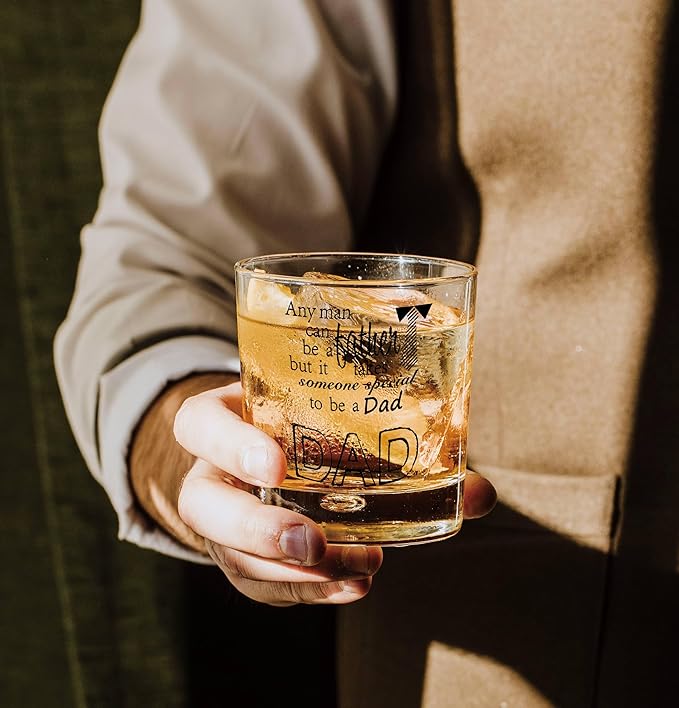 Nogrit Dad Whiskey Glasses 10 oz, Best Dad Gifts for Father's Day Birthday, Father Daddy Gifts Old Fashioned Rocks Glasses for Drinking Cocktail Scotch Vodka Tequila Rum