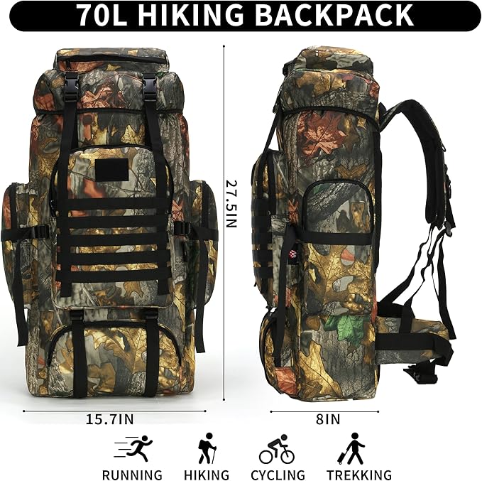 Hiking Backpack for Men 70L/100L Camping Backpack Military Rucksack Molle 3 Days Assault Pack for Climbing | Camping Backpack, 3 Days Assault Pack, for Climbing