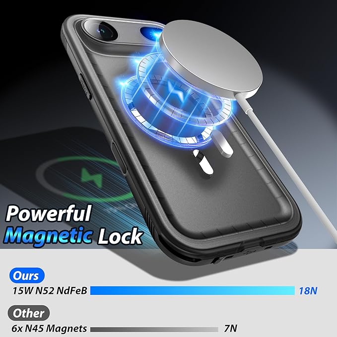 SPORTLINK for iPhone Air Case, IP68 Waterproof Military Protective Full Body Heavy Duty Shockproof 360 Sealed Dustproof with Camera Screen Protector Phone Cover for iPhone Air 6.5" M/Black