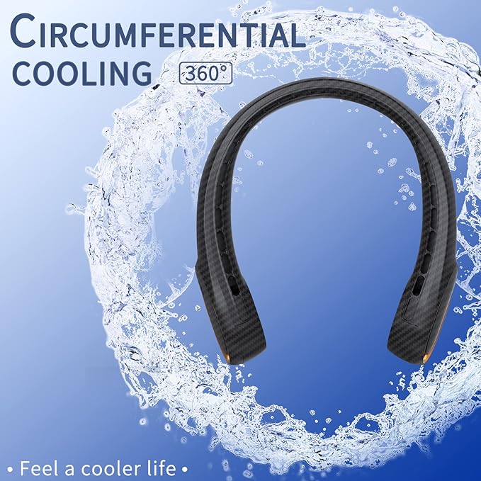 FrSara Neck Fan, Portable Personal Fan Strong Wind, 4000mAh, Air Volume,360° Cooling, No Hair Twisting, Air Volume On 2 Sides, Non-Slip, Quick Charge, Long Use Time, Gift for Women, Men, Birthday