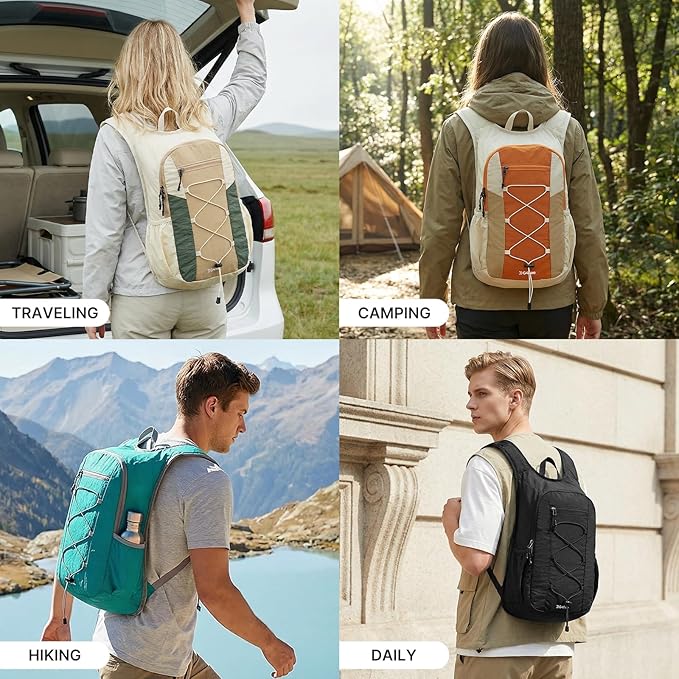 G4Free 20L Hiking Backpack Lightweight Daypack with Phone Pocket Small Packable Foldable Hiking Bag for Women Men, Black