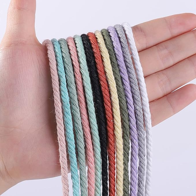 Light Yellow Macrame Cord 4mm x 109Yards,Colored Cotton Rope Craft Cord Colorful Cotton Cord Twine for Wall Hanging Plant Hangers Crafts Knitting Decorative Projects