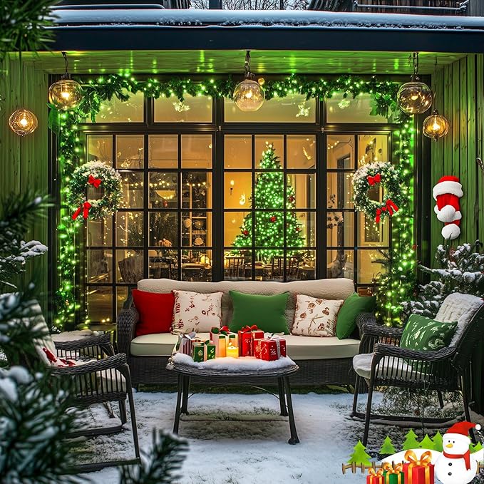 JMEXSUSS 2 Pack Solar String Lights Outdoor Waterproof, Total 66 FT 200 LED Solar Christmas Lights Outdoor, Twinkle Light for Christmas Tree Outside Garden Yard Xmas Decor, Green