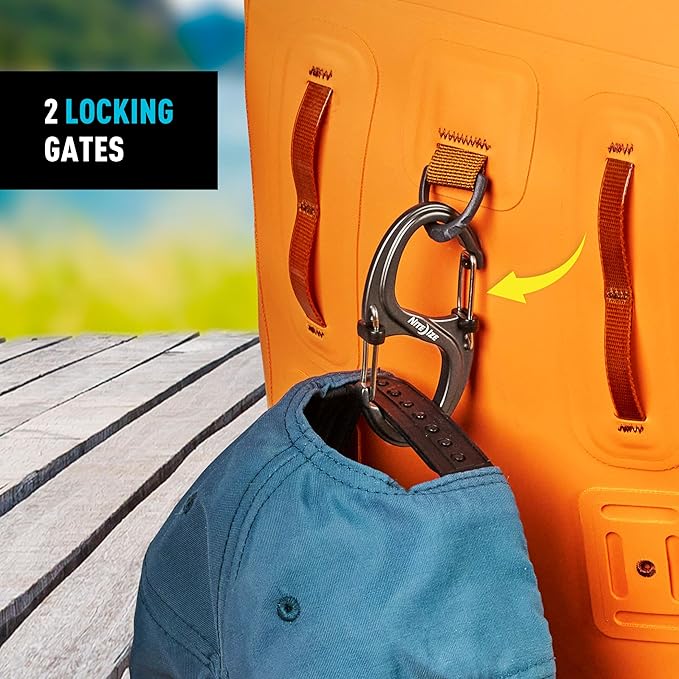 Nite Ize S-Biner XT SlideLock Dual Carabiner - Working Load Limit of 500 lb - Heavy-Duty Locking Carabiner - Durable Aluminum Body & Independent Gates - Camping, Travel & Everyday Carry