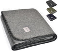 Military Style Wool Blanket – Cushioned, Breathable, Durable, Warm & Washable – Double-Stitched Border – Great for Camping, Outdoor, First Aid, Travel, Car – Fire-Resistant – 64"x90" 4.7lb (Gray)