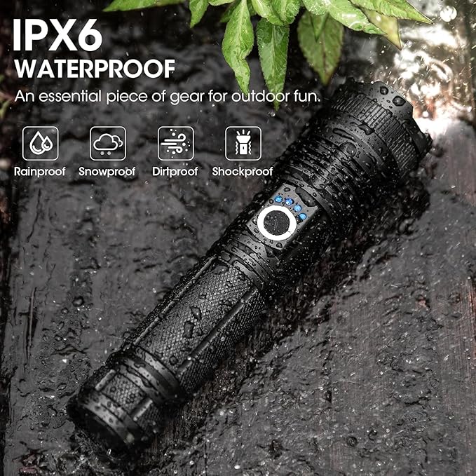 Rechargeable 99,000 High Lumens Flashlight - 2Pack Bright LED Flash Light with 5 Modes, Powerful Waterproof Handheld Lintera for Camping Home