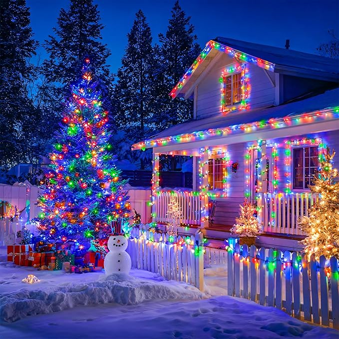 JMEXSUSS 2 Pack Solar String Lights Outdoor Waterproof, Total 400 LED 151FT Solar Christmas Lights Outdoor, 8 Modes Christmas Light for Outside Patio Yard Tree Decorations, Multicolor