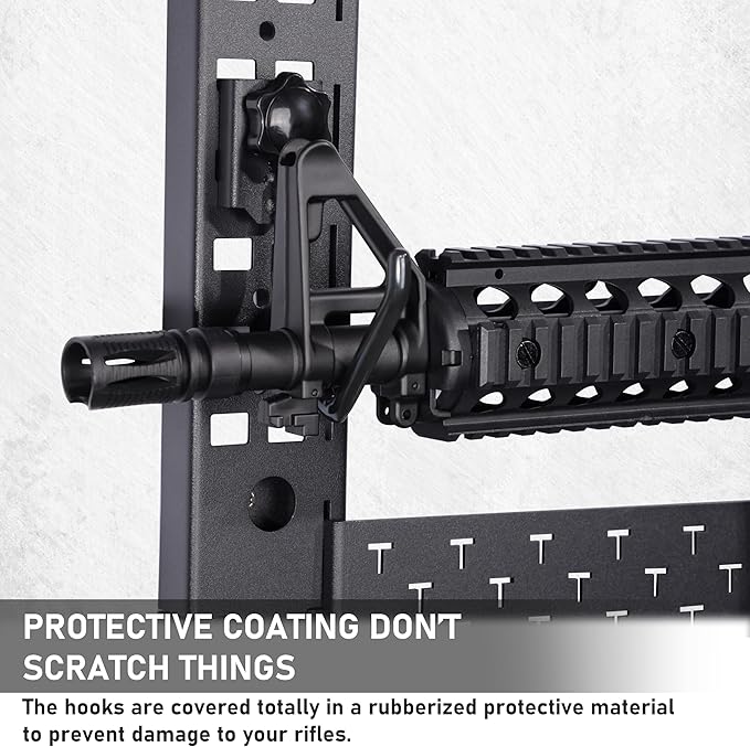 Adoreal Modularity Gun Wall Mount, Hold Up 120LBS Gun Rack for Wall with 10 Mounting J-Hooks, Rifle Shotgun Rack with Additional Storage, 31.8" x 22" Tactical Gear Wall Mount, Functional Gun Racks