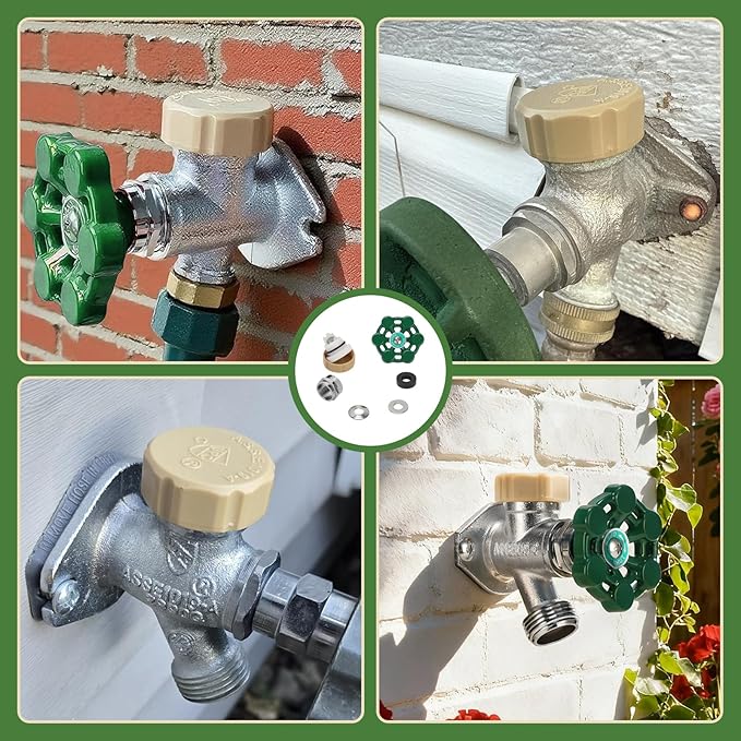 Watflow Frost Outdoor Faucet Repair Kit, Hose Bib Replacement with 3/4 GHT Outdoor Faucet Cap for Anti-Siphon Sillcock Valves, Anti-Leak Metal Handle– Easy DIY Repair