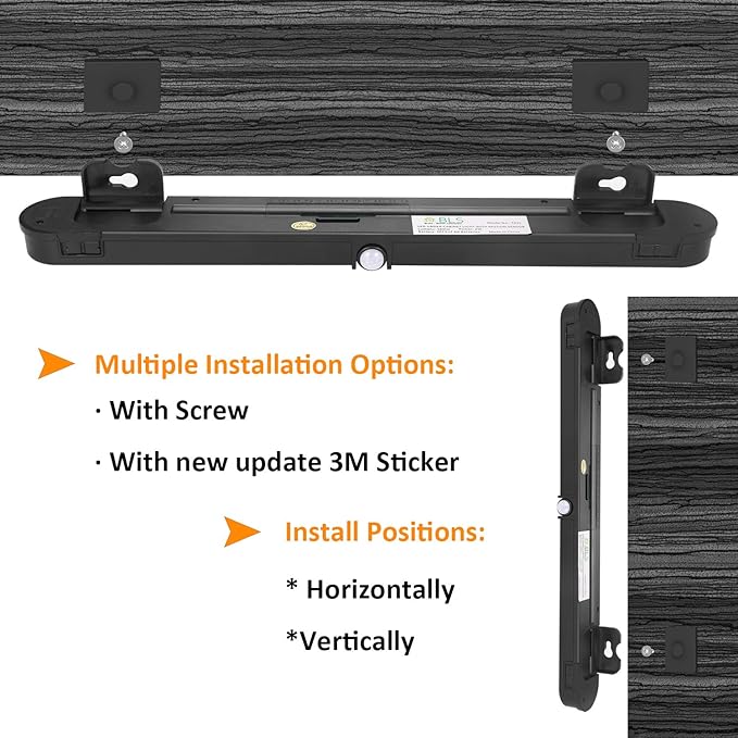 BLS T01LB LED Closet Light Super Bright 20 LED Under Cabinet Lighting Battery Powered/DC Input Wireless Motion Sensing Light, Motion & Light Sensor, Light Beam Adjustable, Black(2 Pack)