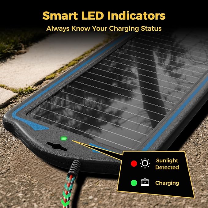 SUNAPEX 12V Solar Battery Charge: Waterproof Portable Solar Panel Kit - Battery Maintainer Trickle Charger - with Upgrade Built in Charge Controller for Car Boat RV Trailer Automotive Motorcycle