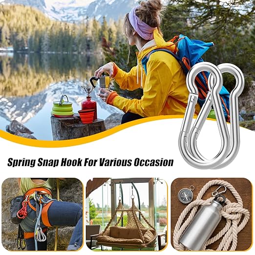 EPHECH 30PCS 4" Heavy Duty Spring Snap Hook, M10 3/8" Galvanized Steel Carabiner Clip Qiuck Link Spring Snap Hook, 770LBS Holding Capacity Keychain Buckle for Swing Hammock Gym Outdoor