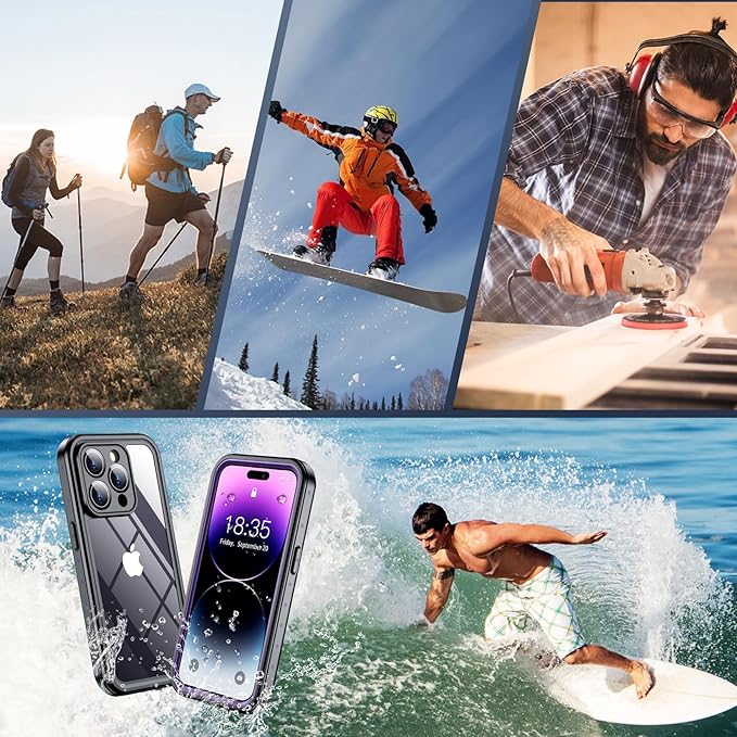 SPIDERCASE for iPhone 14 Pro Case Waterproof, Built-in Lens & Screen Protector, Full Heavy Duty Protection, 12FT Military Shockproof, Dustproof, Anti-Scratched Phone Case,Purple