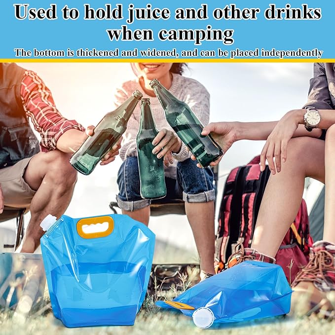 Tessco for you 8 Pack 1.3 Gallon Collapsible Water Storage Bag Water Container Emergency Jug Plastic Storage Pouch Freezable Carrier Tank Foldable Bottle for Outdoor Sport Camping (Blue)