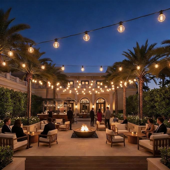 RTTY Outdoor String Lights 150 FT G40 LED Patio Light, Plug-in, 77 Plastic Edison Bulbs, Waterproof Connectable Hanging Globe Light for Cafe Bistro Backyard Porch Balcony Decor, 2700K Warm White
