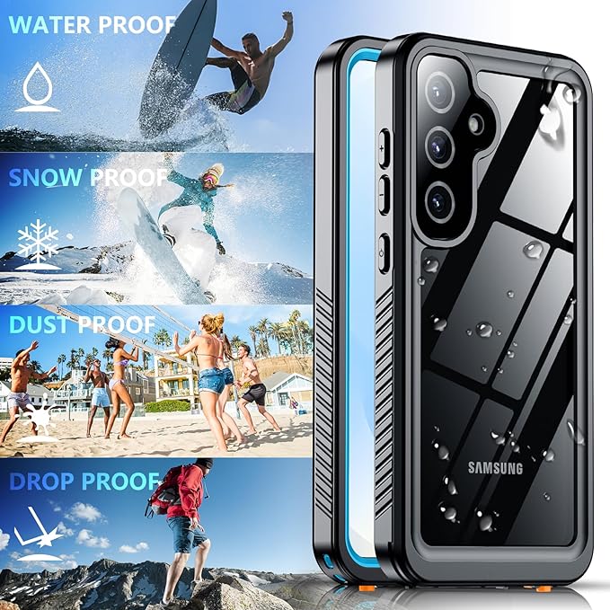 SPIDERCASE Designed for Samsung Galaxy S25 Case Waterproof,Built-in [ Screen + Camera Lens Protector][IP68 Underwater] Full Protection Heavy Duty Shockproof Anti-Scratched Phone Case, Blue