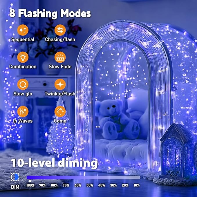 ZSJWL 6 Pack Rechargeable Fairy Lights with Remote & DIY Timer, 7Ft 20LED Mini Battery String Light, Twinkle Silver Copper Wire Lights for Wedding Party Bedroom Christmas Table Decoration (Blue)