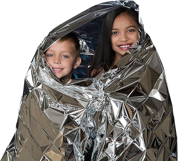 Emergency Foil Blanket (Pack of 50), Survival Thermal Mylar Blankets Individually Packaged Perfect for Outdoors, Hiking, Marathons or First Aid