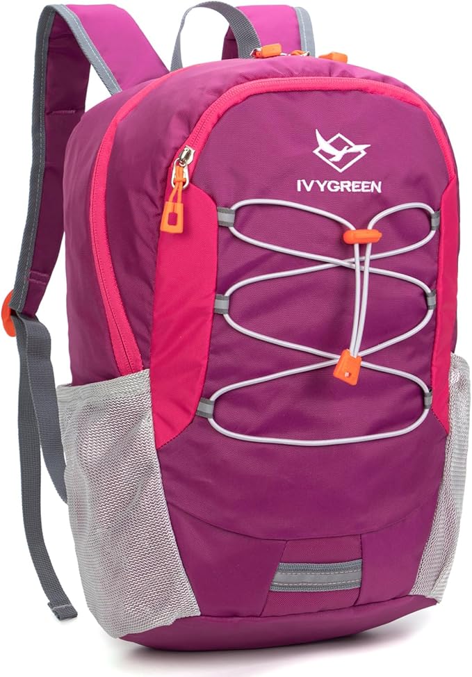 IVYGREEN Little Kids Hiking Backpack for Boys or Girls, Small Daypack for Camping or Travel (Purple, Small)